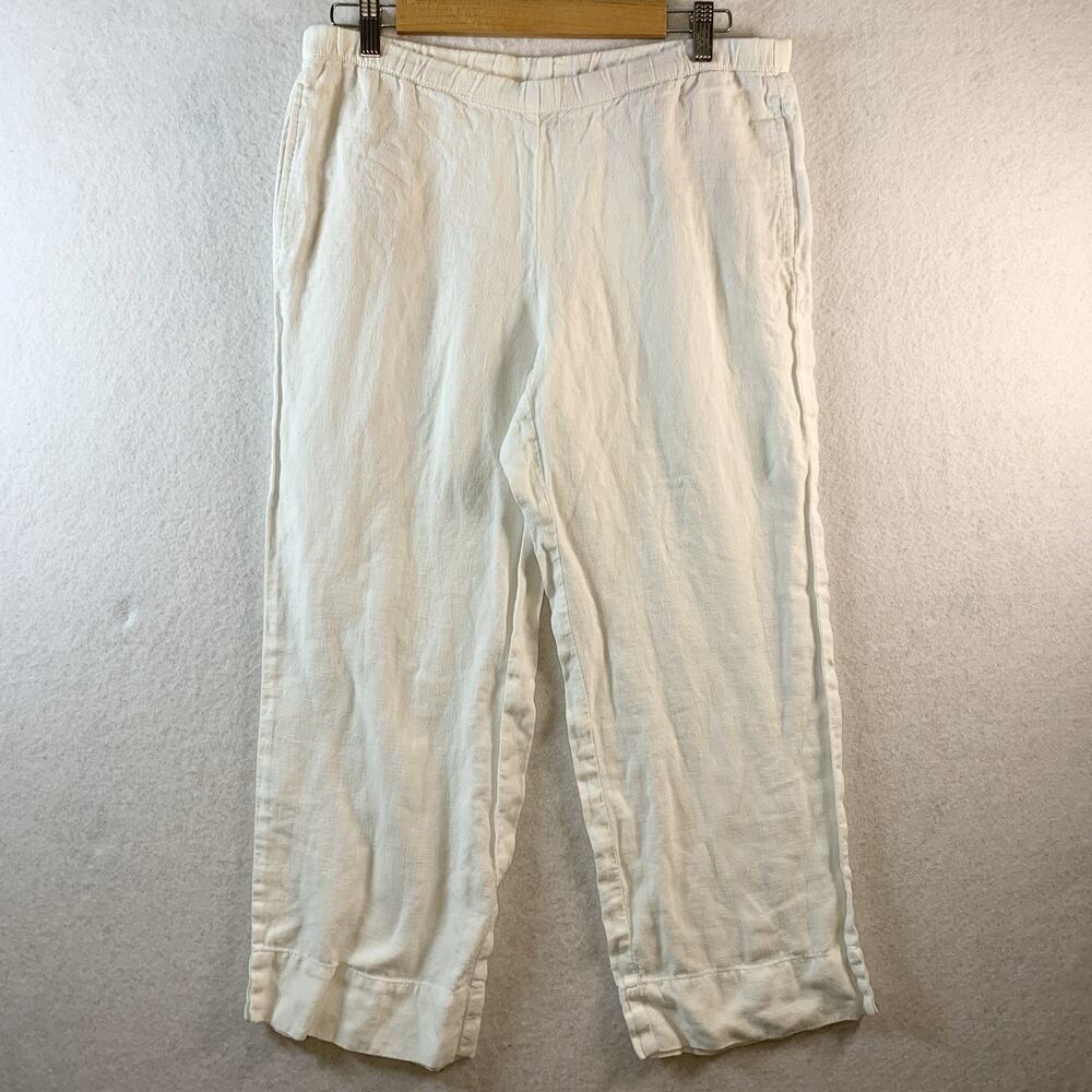 J. Jill Cream Cropped Linen Blend Pants